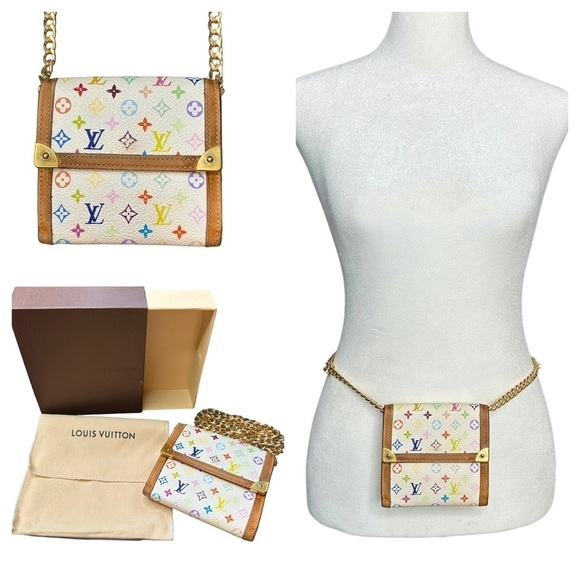 Louis Vuitton Handbags - Authentic Louis Vuitton Murakami Multicolor White Leather Wallet Mini Belt Bag